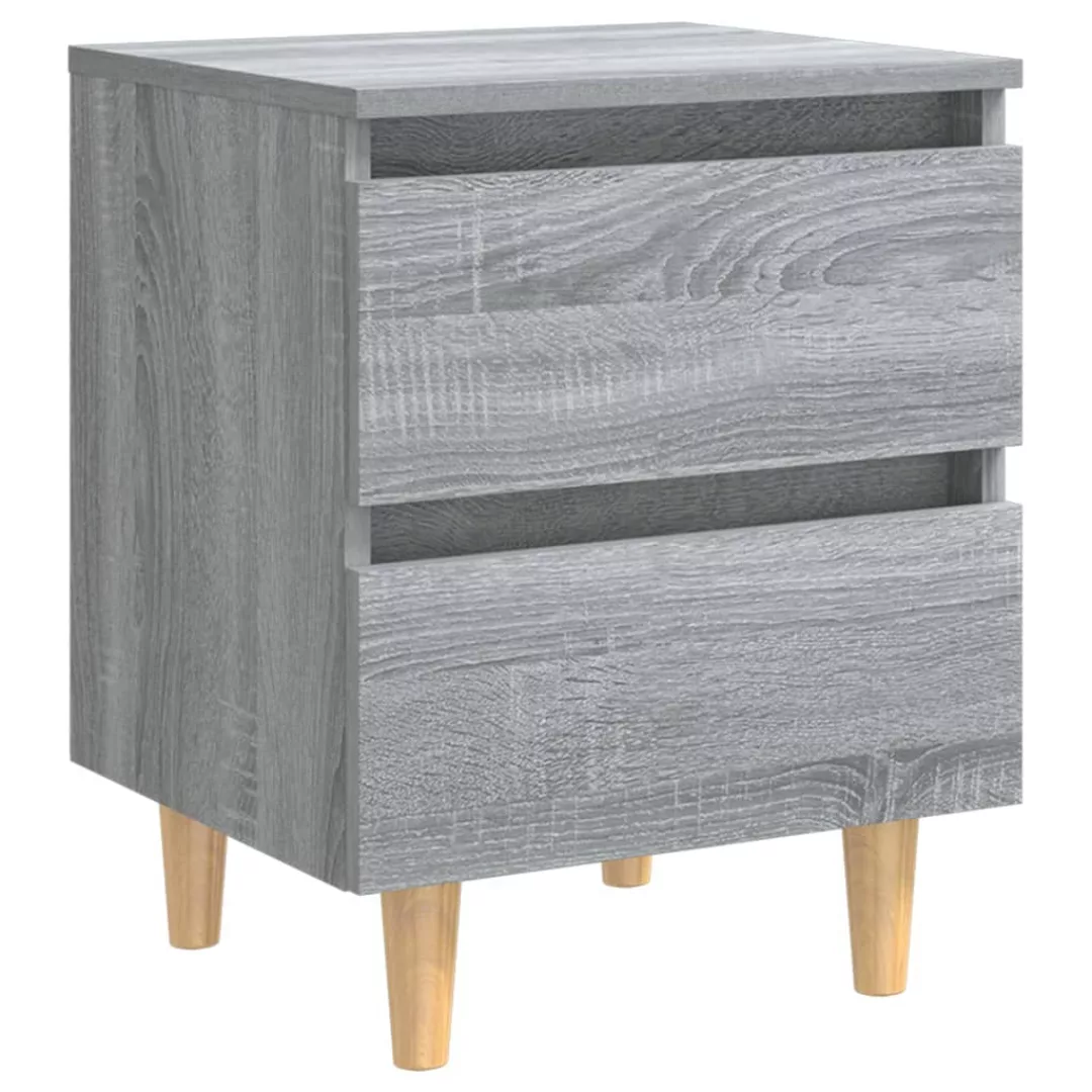 Nachttisch Mit Massivholz-beinen Grau Sonoma 40x35x50 Cm günstig online kaufen
