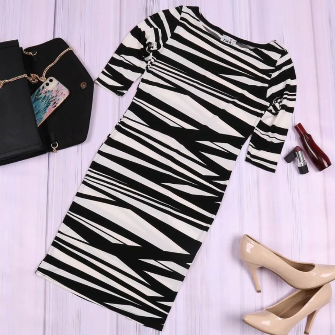 Sarcia.eu Minikleid Tailliertes Kleid schwarz-weiß John Zack XL günstig online kaufen