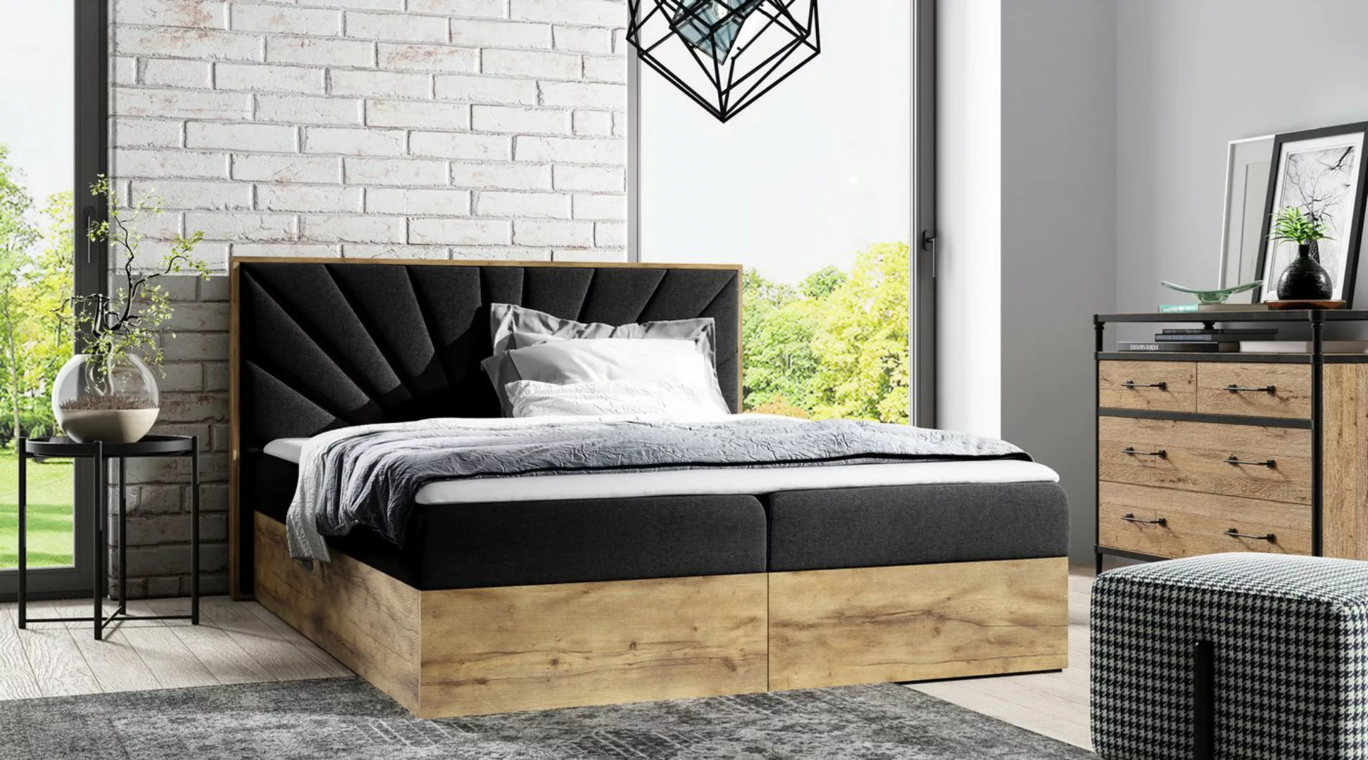 yourhouse24 Boxspringbett WOOD VII Hotelbett Mit Zwei Bettkasten Kontinenta günstig online kaufen