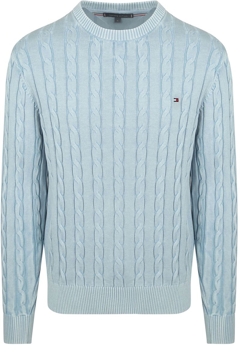 Tommy Hilfiger Pullover Cable Hellblue - Größe L günstig online kaufen