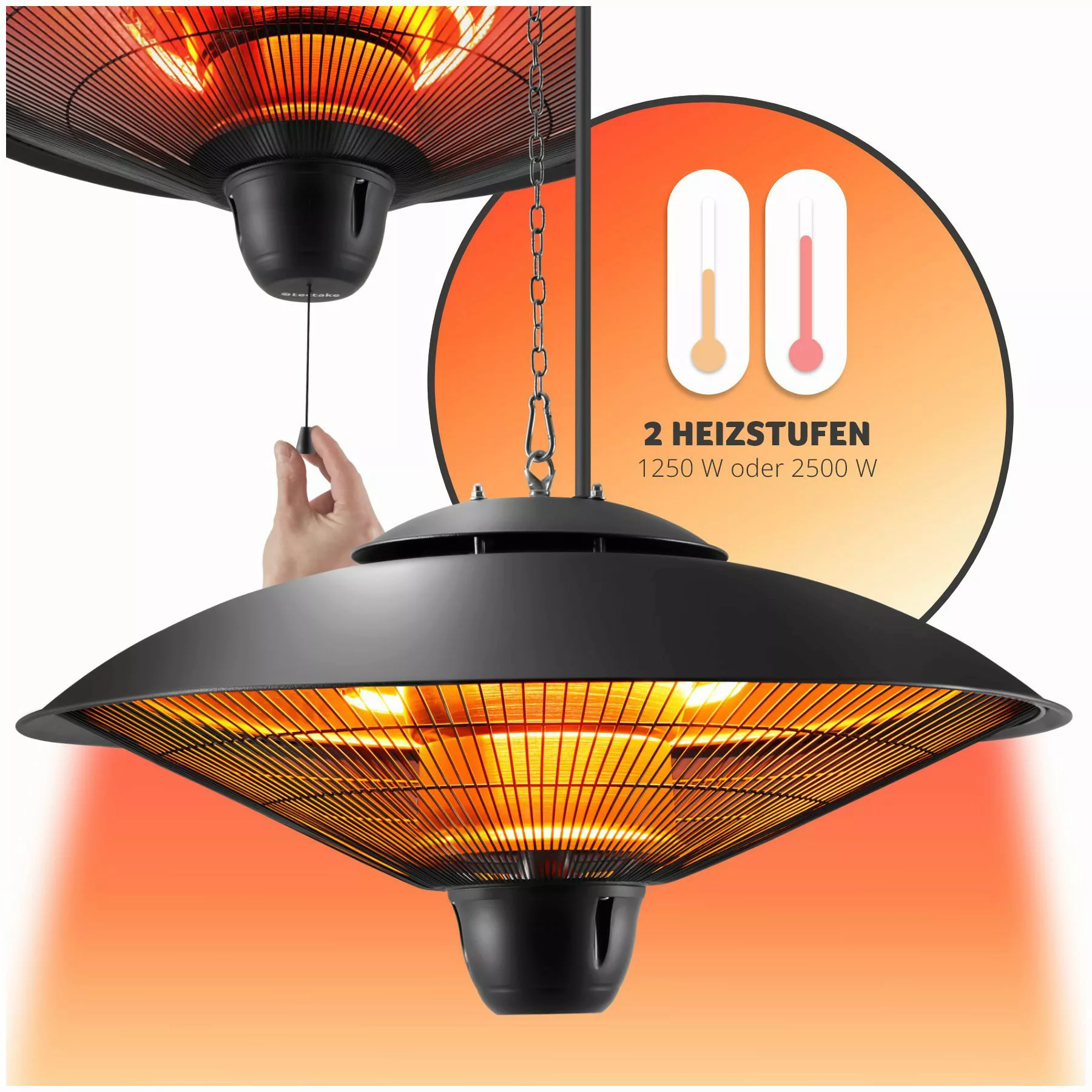 tectake Infrarotstrahler Infrarotheizstrahler, 2 Leistungsstufen, 1250 günstig online kaufen