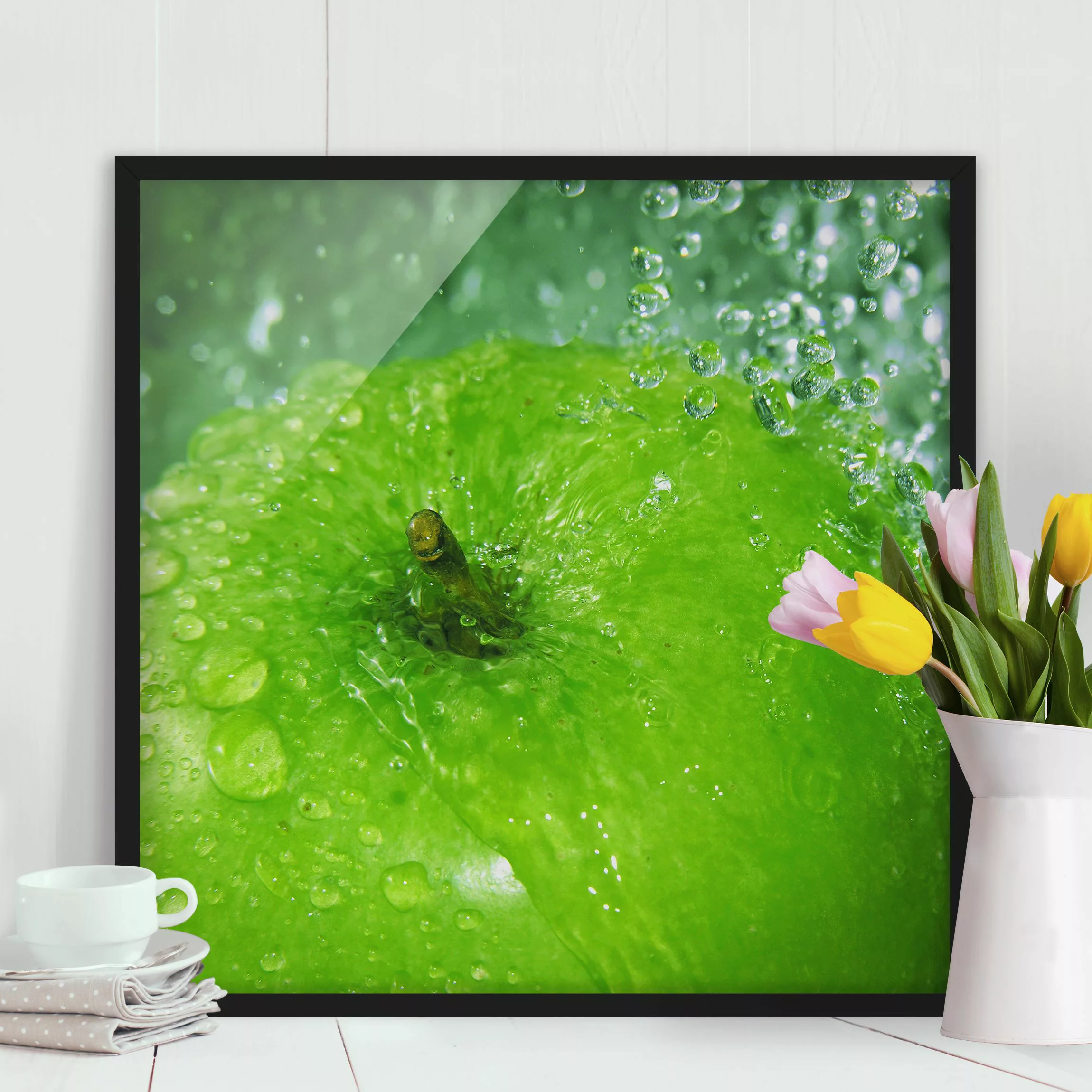 Bild mit Rahmen Küche - Quadrat Green Apple günstig online kaufen