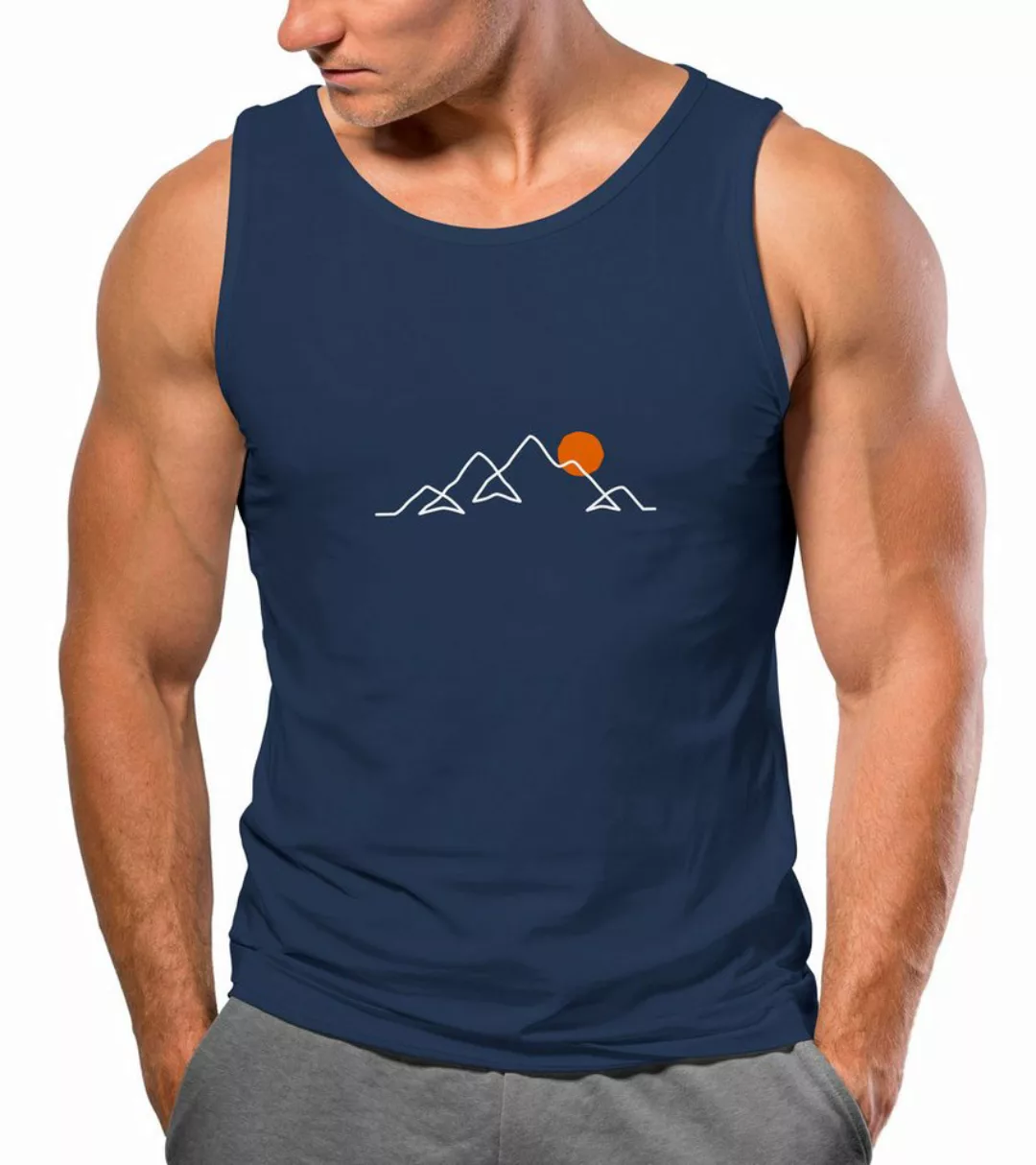 Neverless Tanktop Herren Tank-Top Frontprint Line-Art Berge Wandern Natur O günstig online kaufen