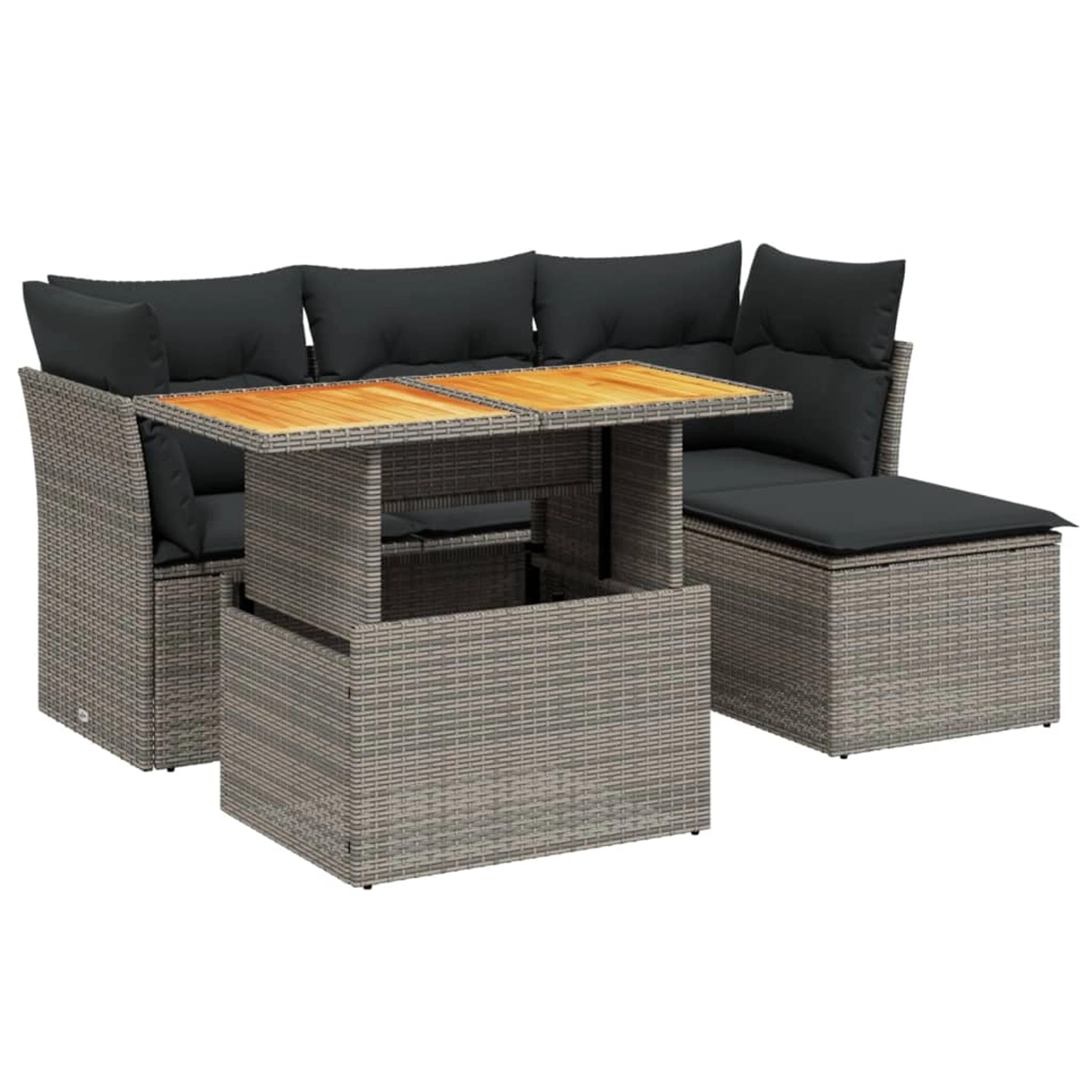 vidaXL 6-Tlg Garten-Sofagarnitur mit Kissen Grau Poly Rattan 3270808 günstig online kaufen