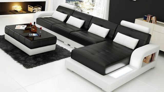 Xlmoebel Ecksofa Leder-Ecksofa mit Polsterung und L-Form Wohnlandschaft, He günstig online kaufen