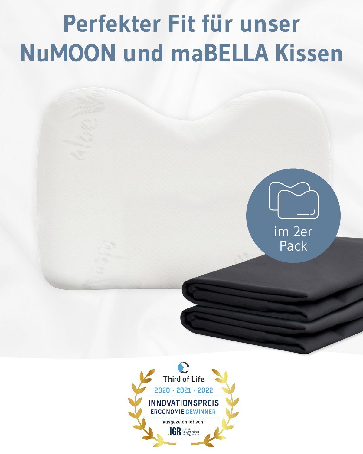 Third of Life Seitenschläferkissenbezug NuMOON/maBELLA Baumwoll-Kissenbezug günstig online kaufen