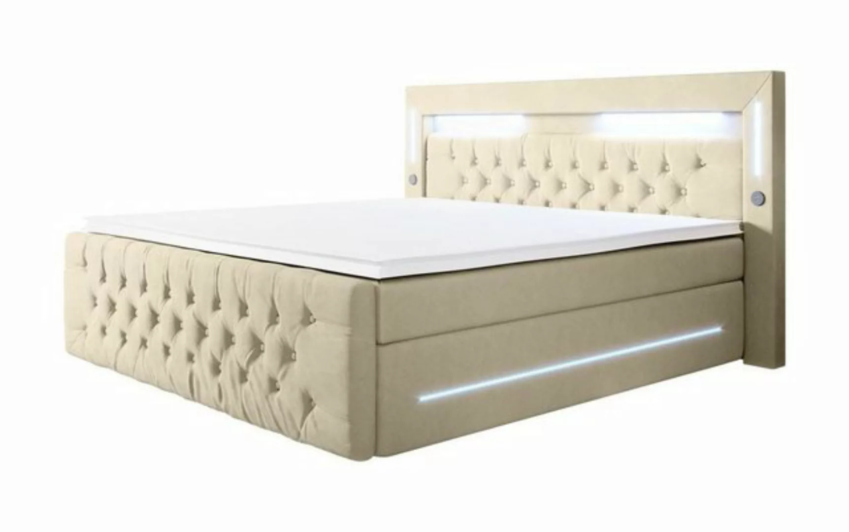 Luxusbetten24 Boxspringbett Moonlight, mit LED-Beleuchtung, USB-Anschluss u günstig online kaufen