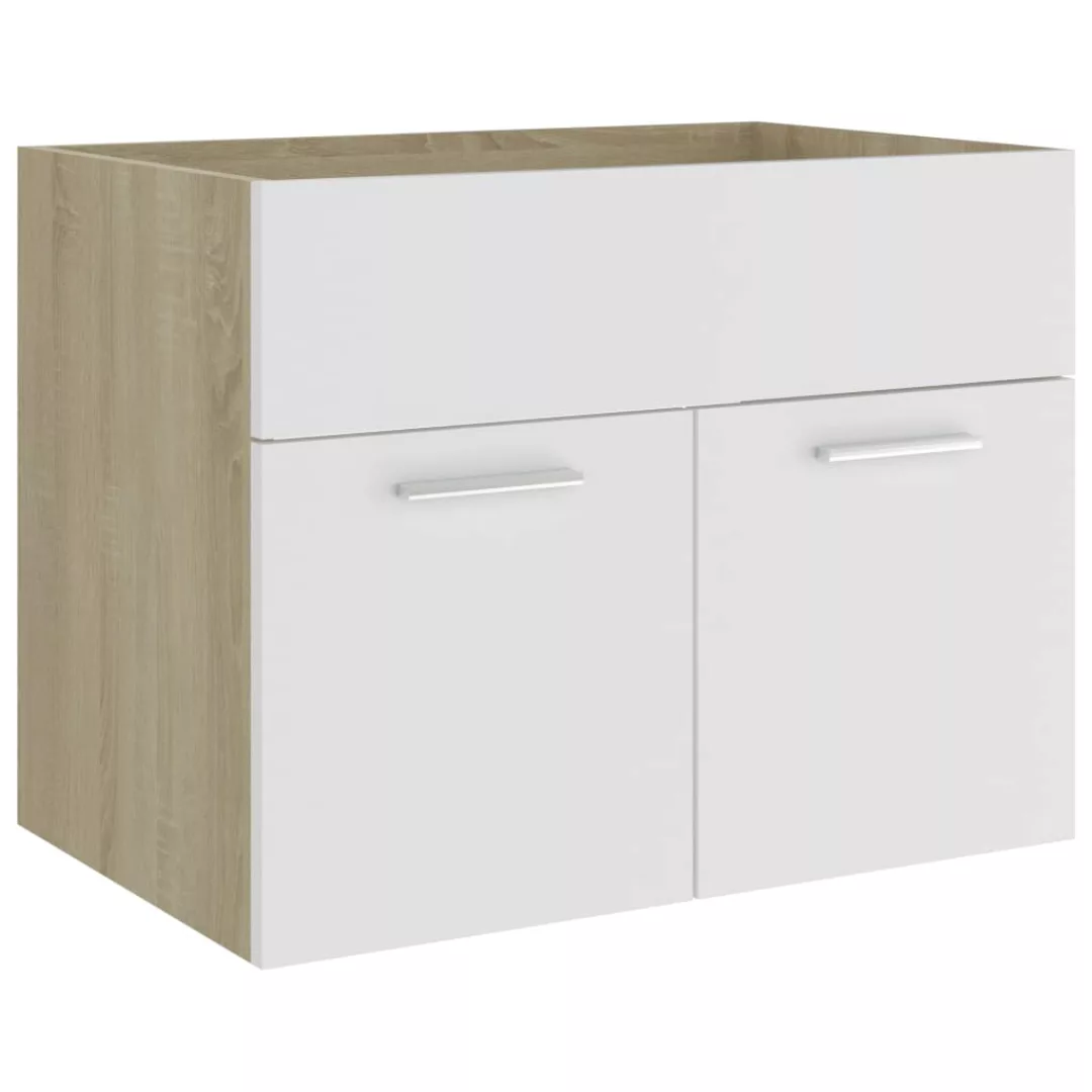 Waschbeckenunterschrank Weiß Und Sonoma 60x38,5x46 Cm Spanplatte günstig online kaufen