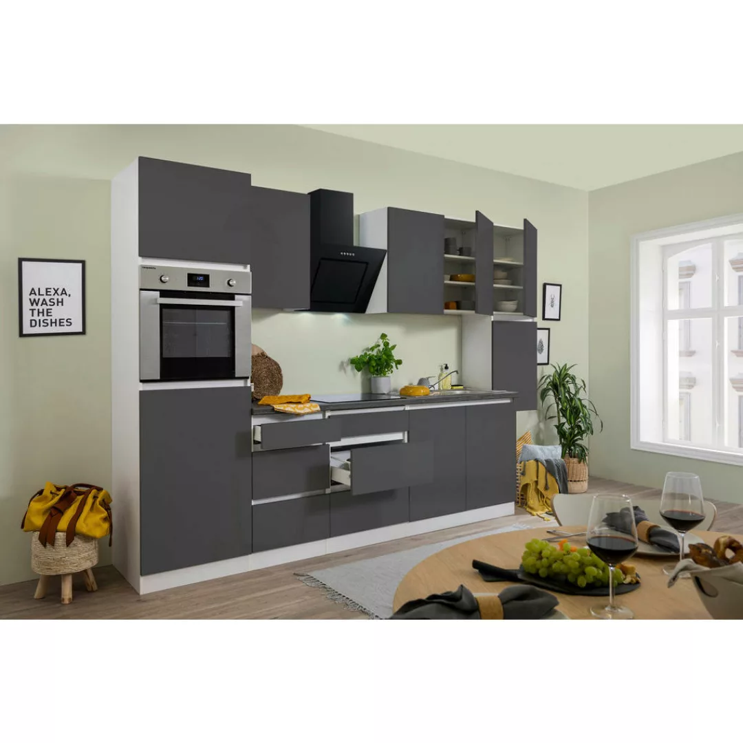 Respekta Küchenblock Premium grau Hochglanz B/H/T: ca. 320x220,5x60 cm günstig online kaufen