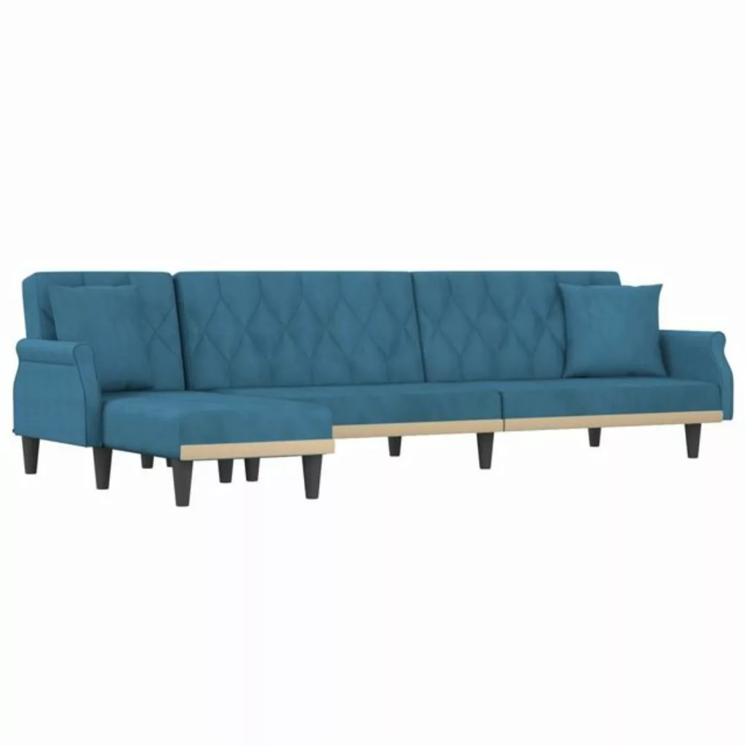 vidaXL Sofa Schlafsofa in L-Form Blau 271x140x70 cm Samt günstig online kaufen
