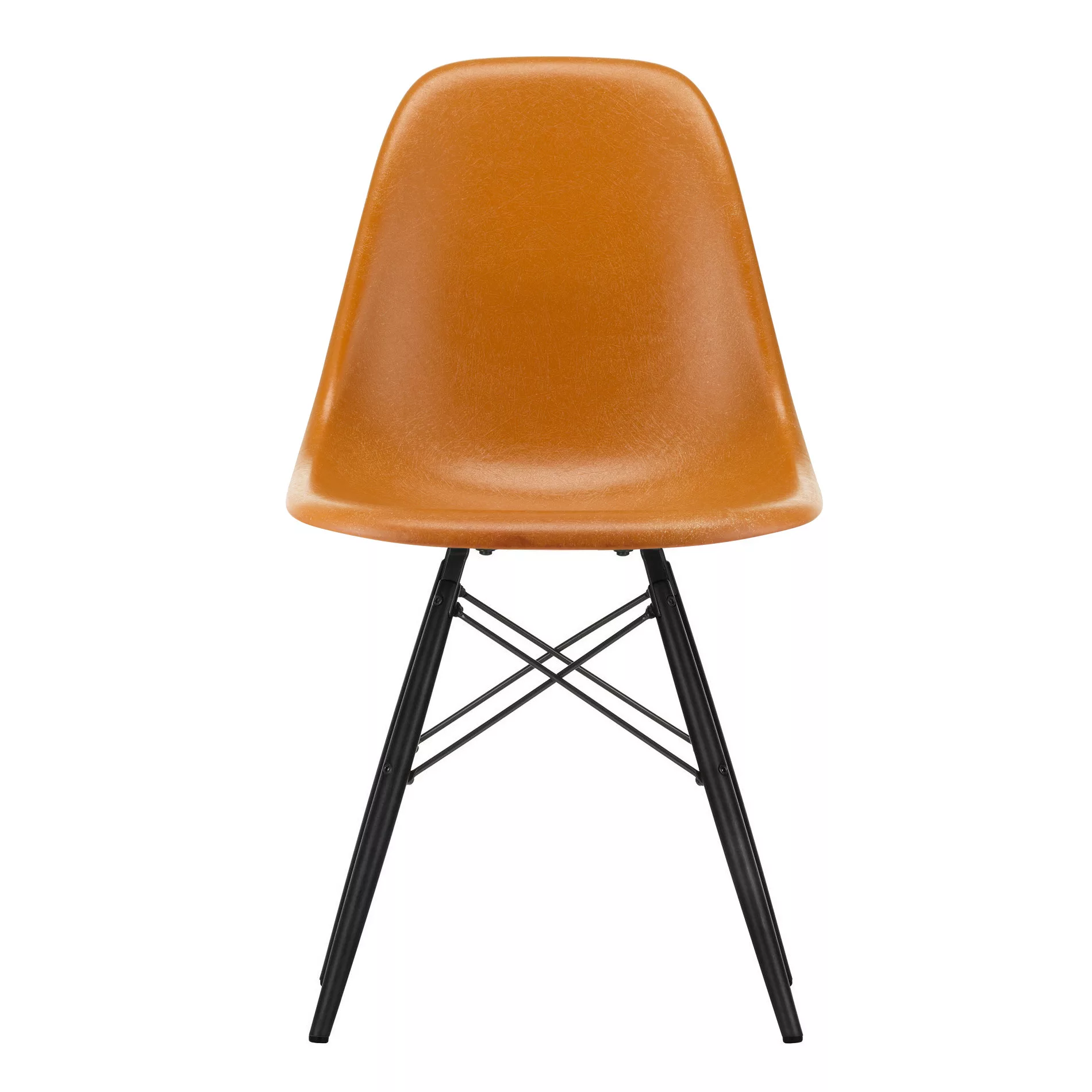 Vitra - Eames Fiberglass Side Chair DSW Ahorn schwarz - ocker dunkel/Sitzsc günstig online kaufen