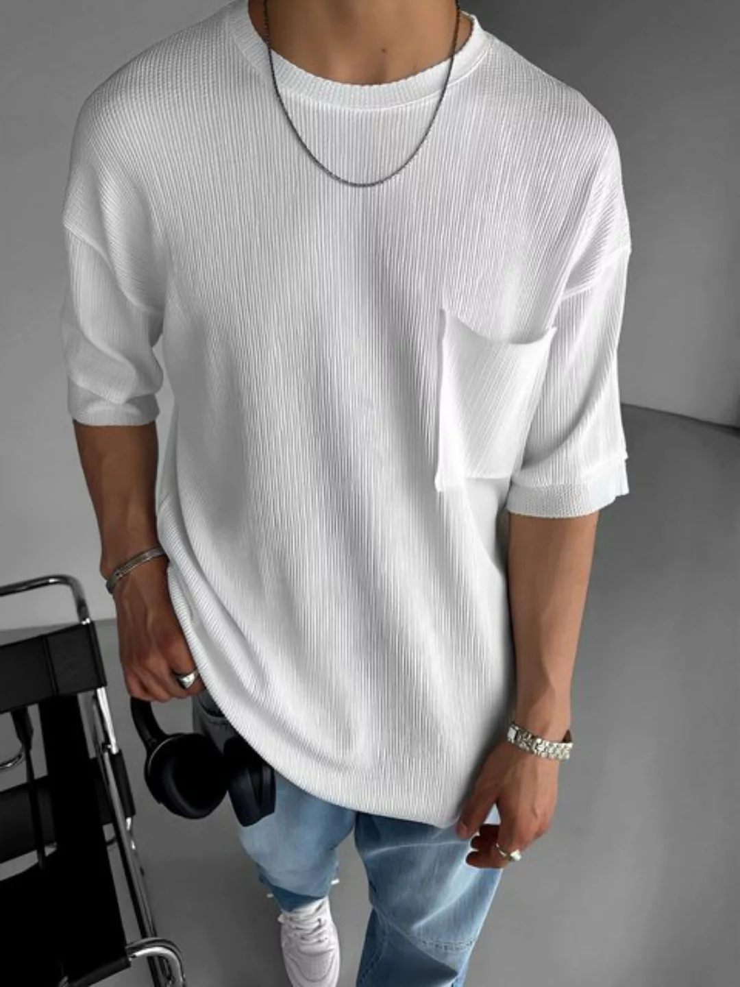 Abluka T-Shirt OVERSIZE LONG KNIT STRUCTURE T-SHIRT günstig online kaufen