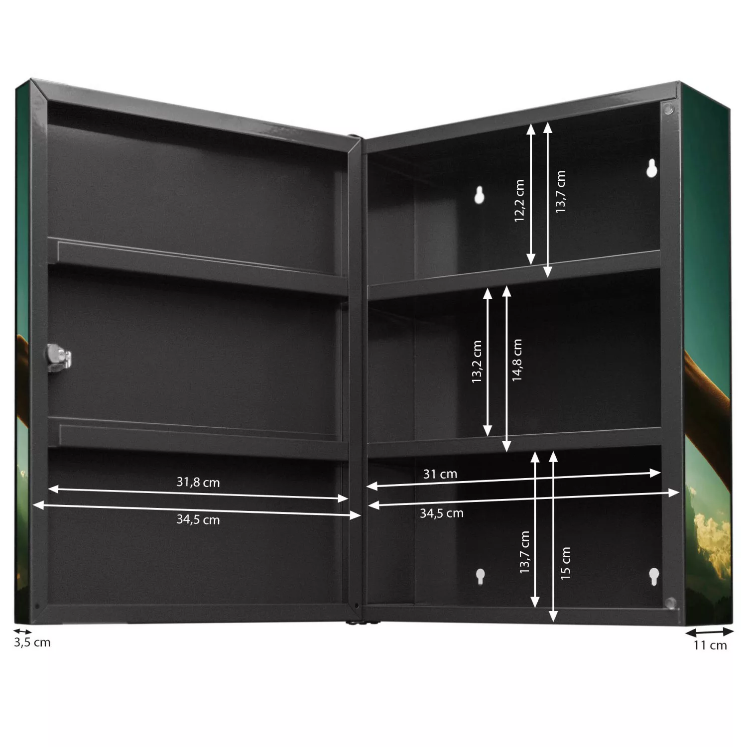 Banjado XXL Medizinschrank Abschliessbar 35x46x15cm Arzneischrank Anthrazit günstig online kaufen