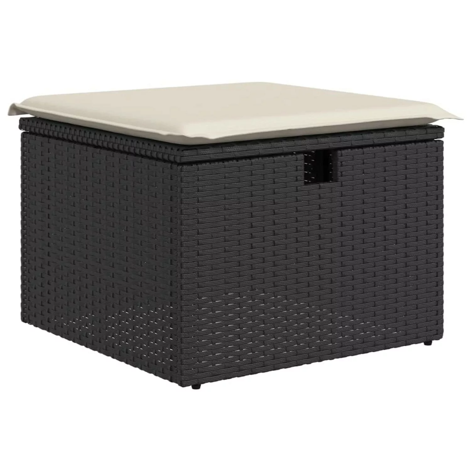 VidaXL Gartenhocker mit Kissen Schwarz 55x55x37 cm Poly Rattan 5 günstig online kaufen