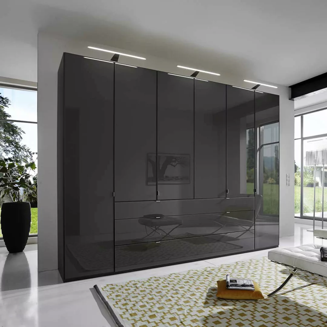 Schlafzimmerschrank in Braun Glas beschichtet günstig online kaufen