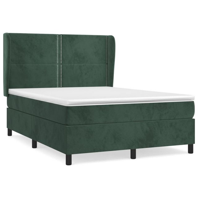 vidaXL Boxspringbett, Boxspringbett mit Matratze Dunkelgrün 140x200 cm Samt günstig online kaufen