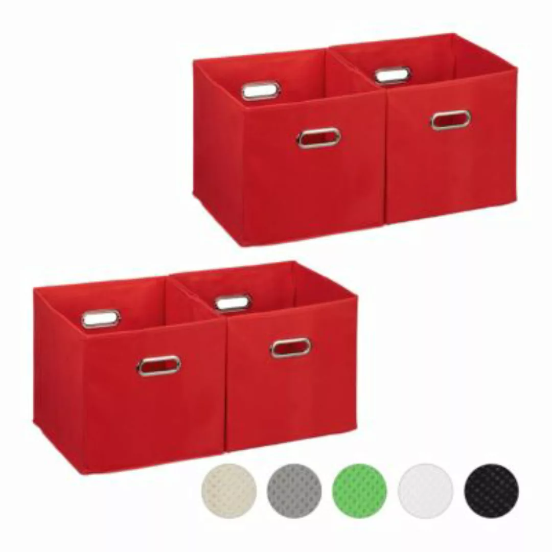 relaxdays 4 x Aufbewahrungsbox Stoff rot günstig online kaufen