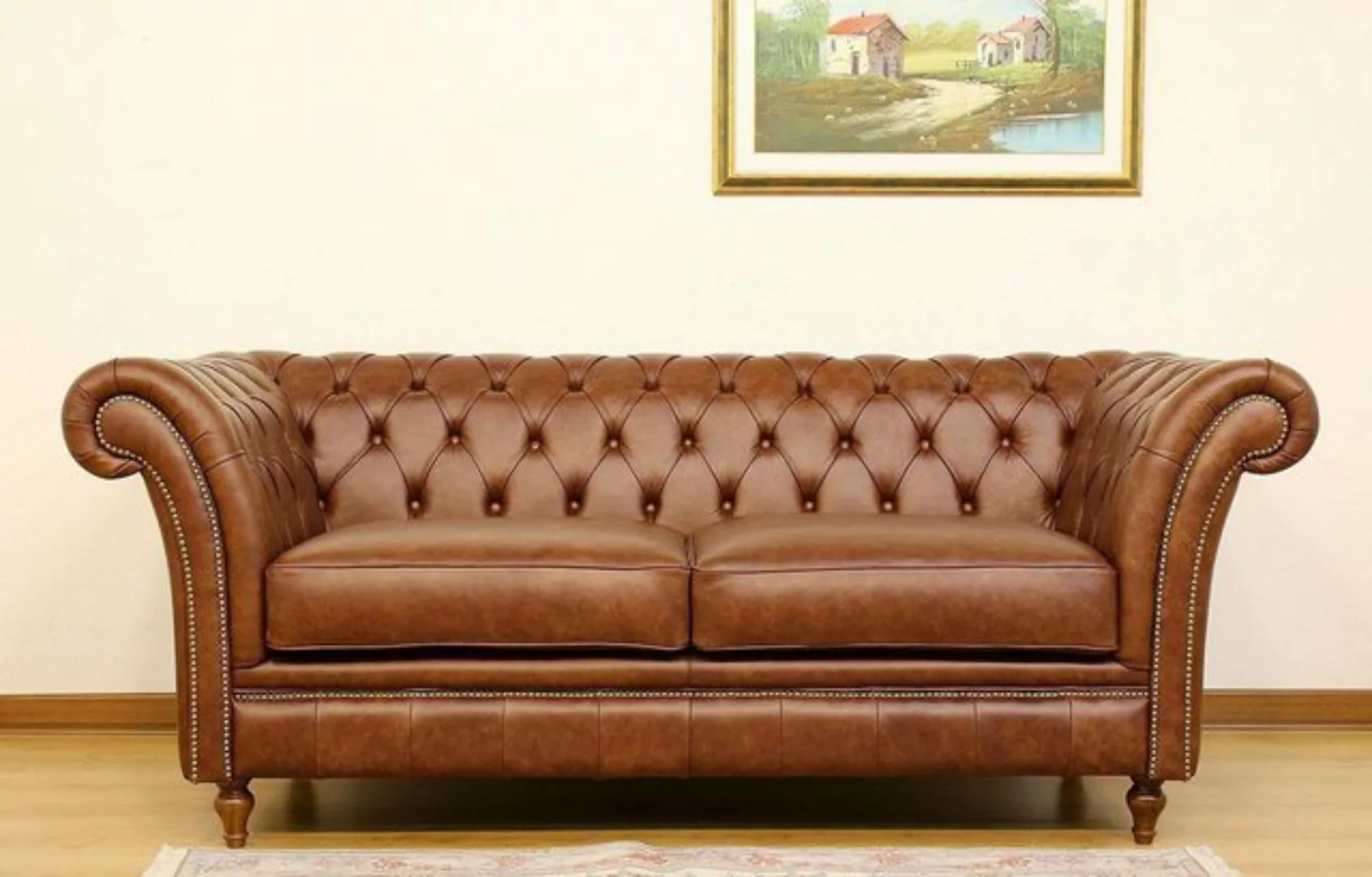 Xlmoebel 2-Sitzer Moderne Club Lounge Chesterfield Zweisitzer Ledersofa mit günstig online kaufen