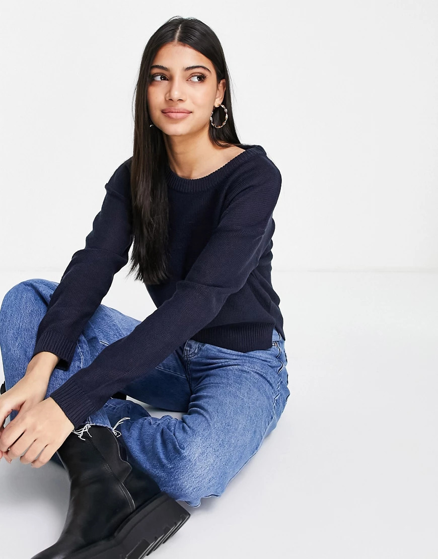 Brave Soul – Grunge – Pullover mit Rundhalsausschnitt in Dunkelblau günstig online kaufen