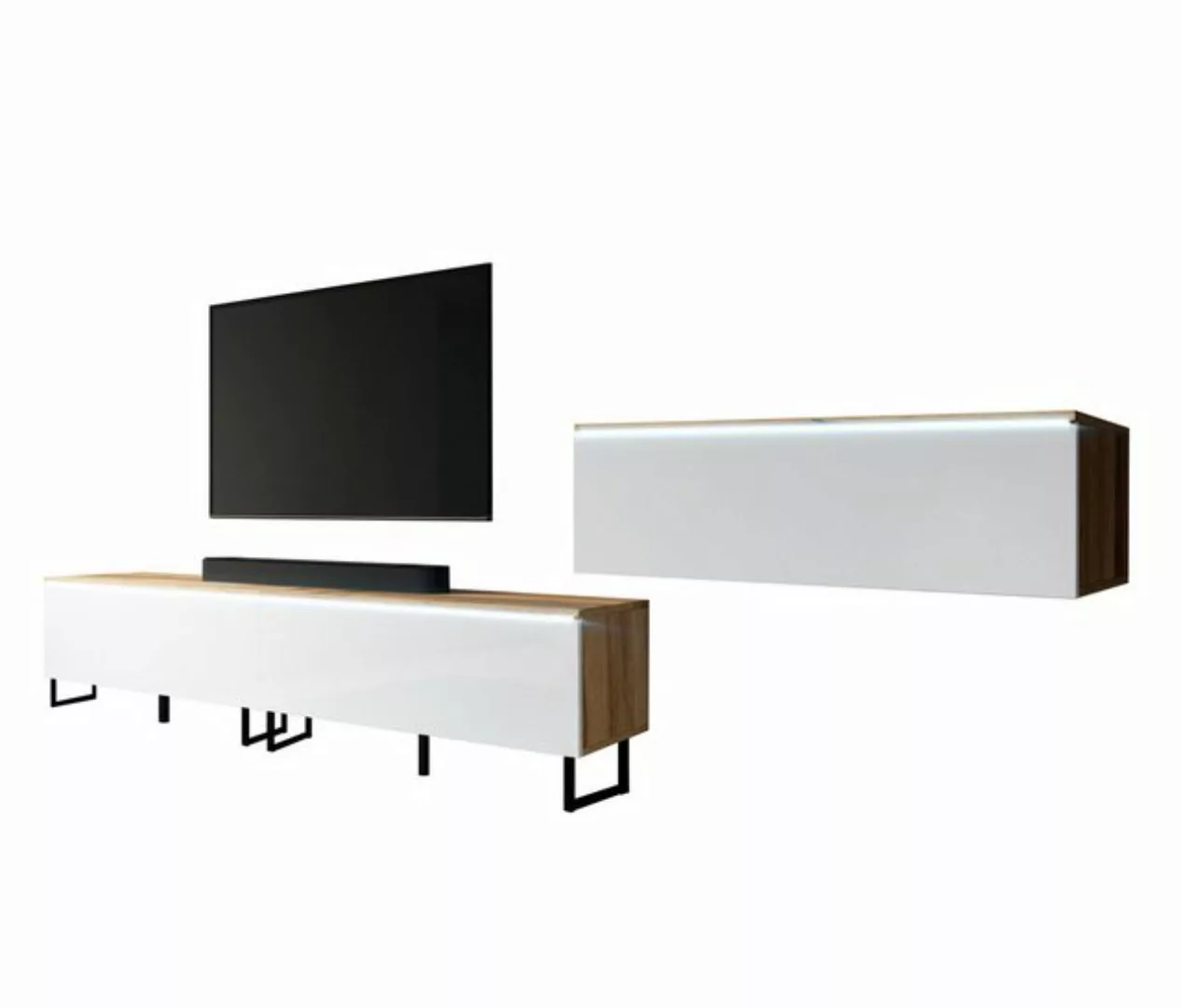 Furnix TV-Schrank BARGO III 300 cm (3x100cm) Lowboard mit Stellllfüßen ohne günstig online kaufen