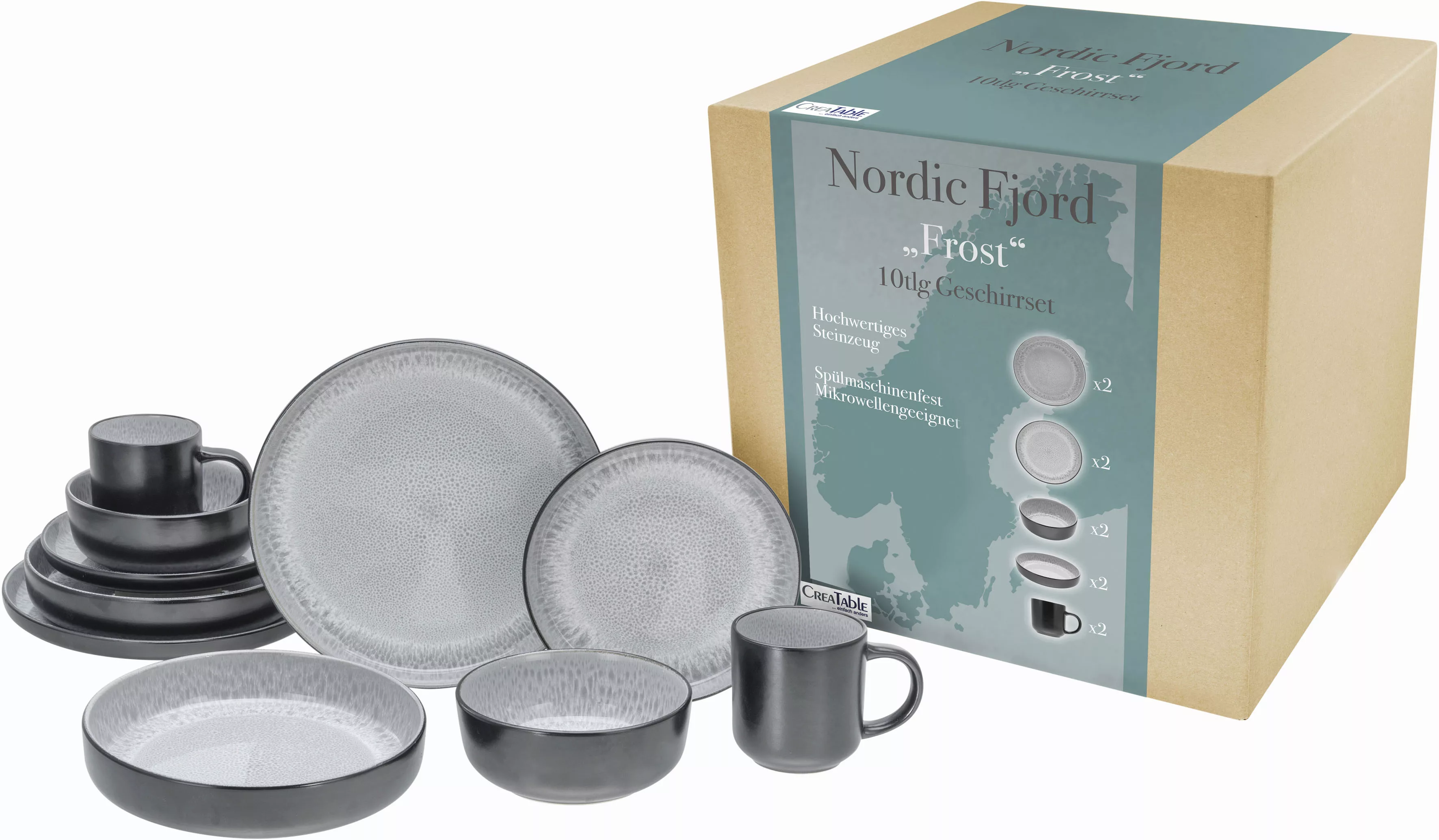 CreaTable Kombiservice »Nordic Fjord«, (Set, 10 tlg.), je 2 Speiseteller, S günstig online kaufen