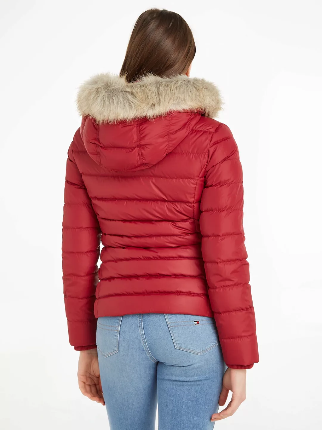 Tommy Jeans Daunenjacke BASIC HOODED DOWN JACKET mit Fellimitat an der Kapu günstig online kaufen