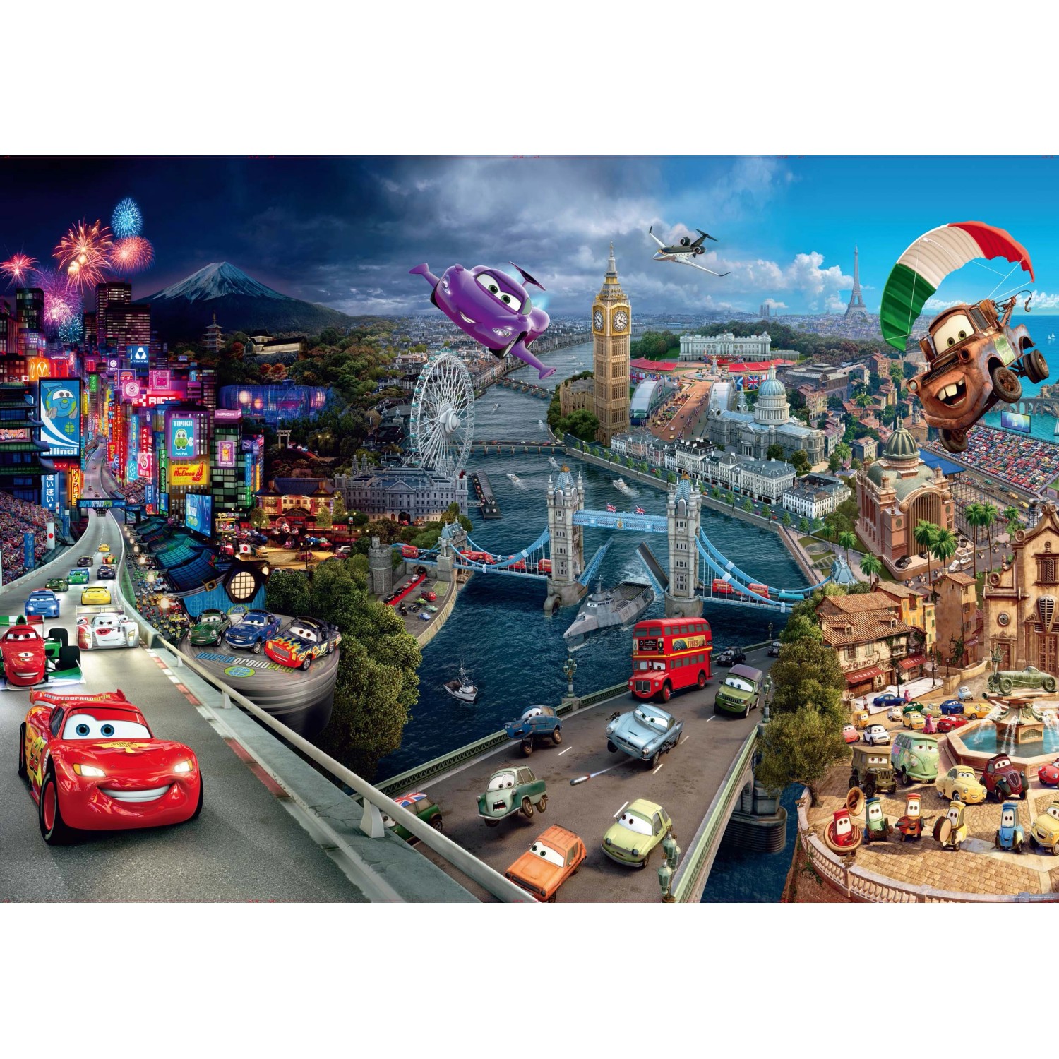 Disney Fototapete Cars Blau Rot und Beige 360 x 254 cm 600359 günstig online kaufen