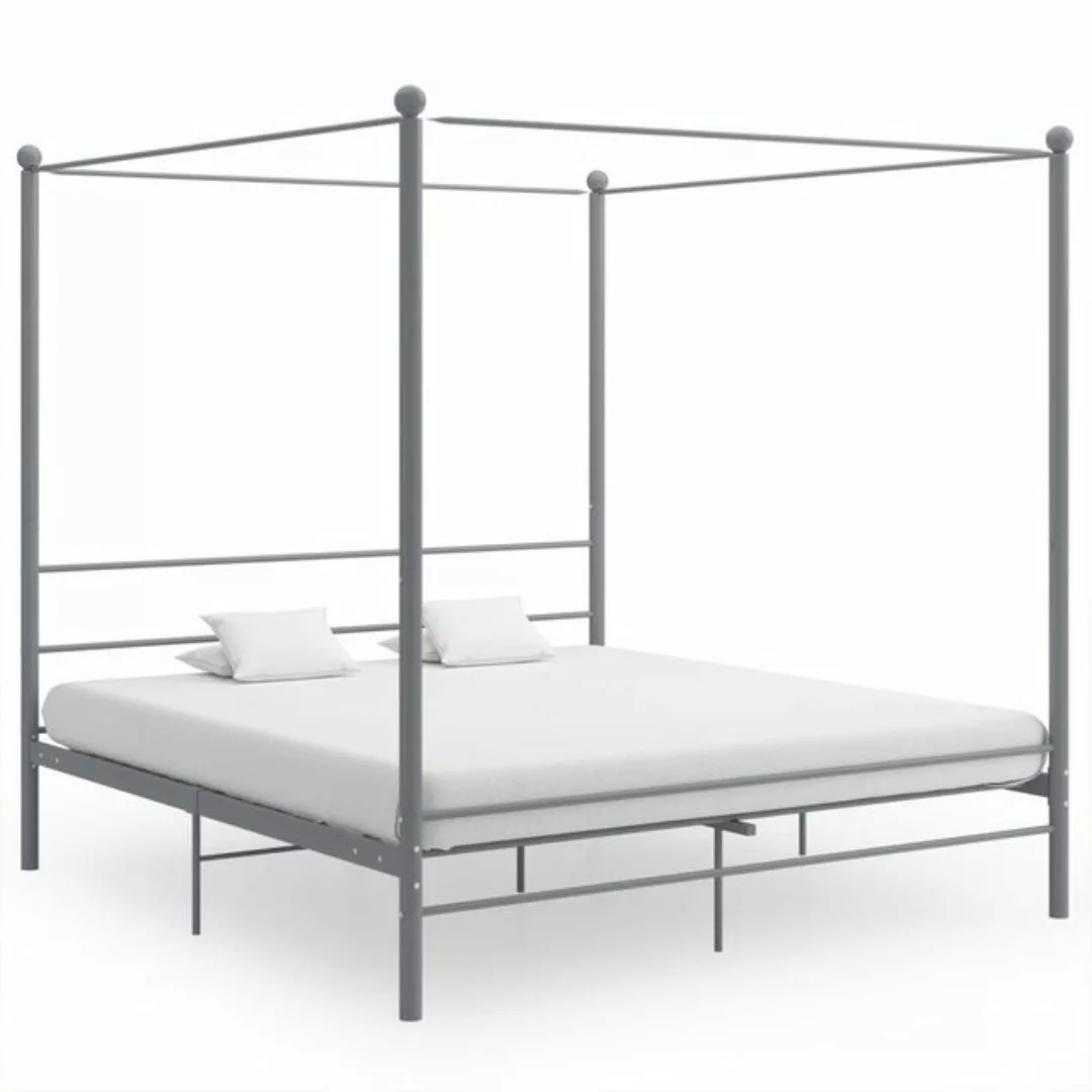 vidaXL Bett, Himmelbett Grau Metall 200x200 cm günstig online kaufen