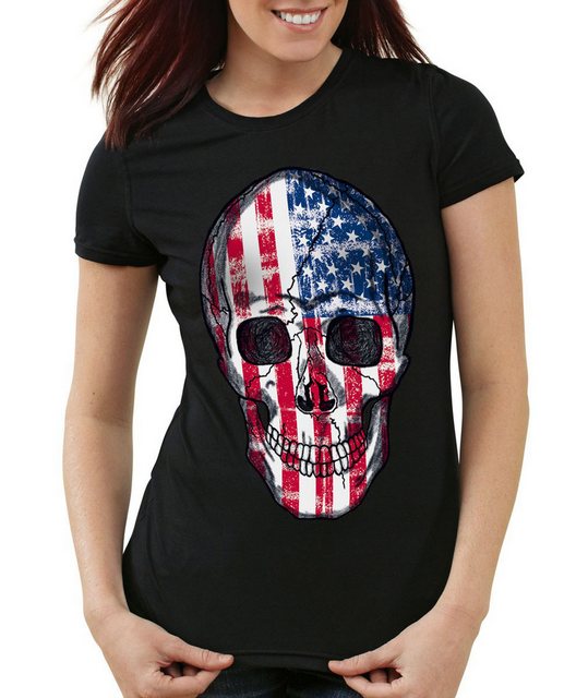 style3 T-Shirt USA Skull Totenkopf stars stripes flagge amerika knochen roc günstig online kaufen