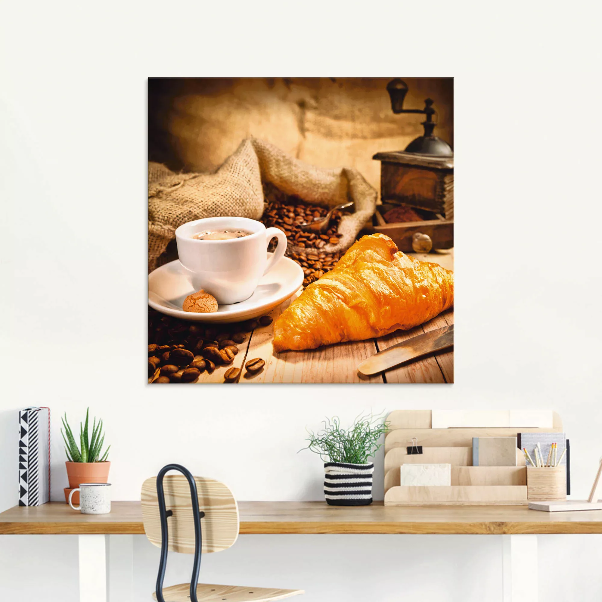 Artland Glasbild »Kaffeetasse mit Croissant«, Getränke, (1 St.), in verschi günstig online kaufen