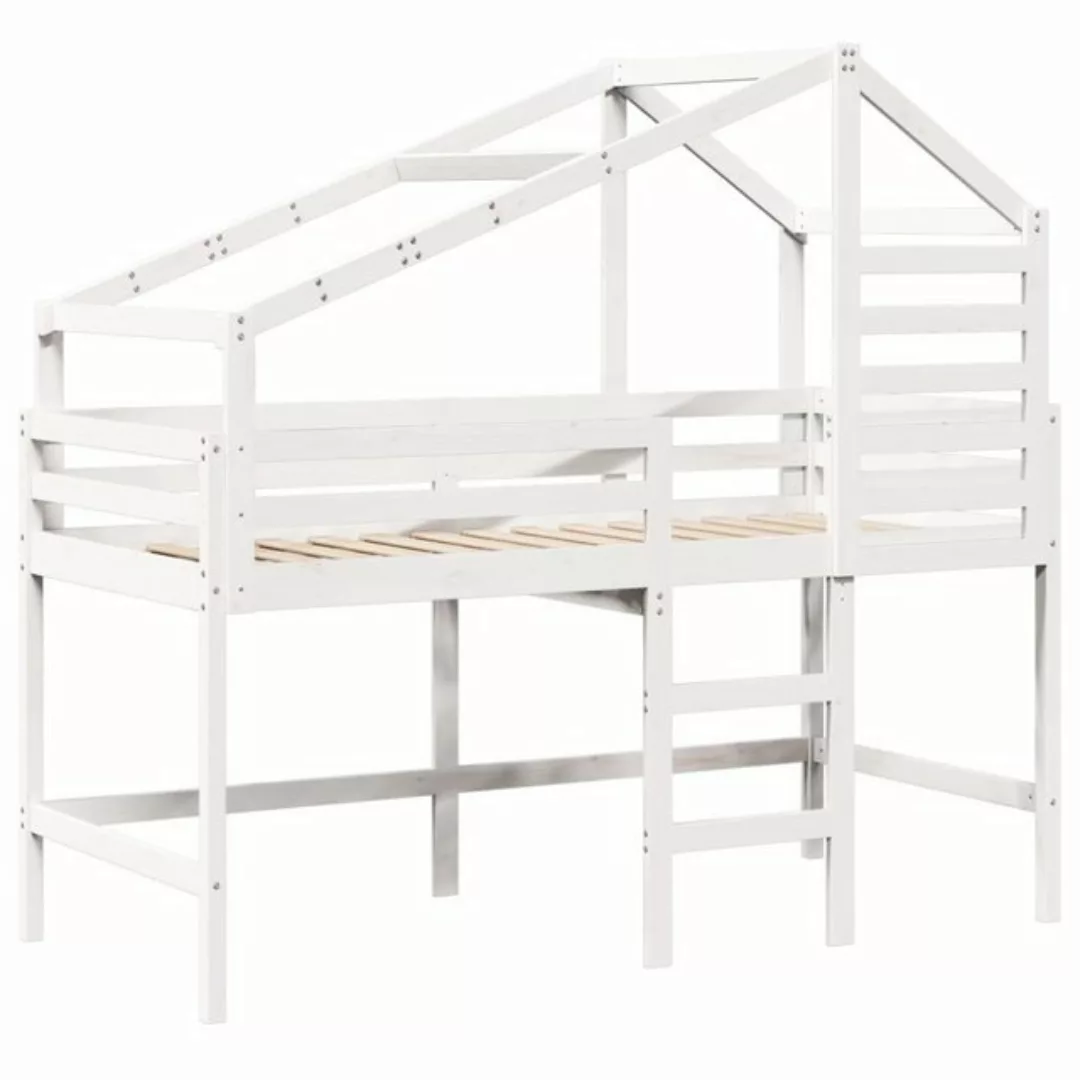 vidaXL Bett Hochbett mit Leiter und Dach Weiß 80x200 cm Massivholz Kiefer günstig online kaufen