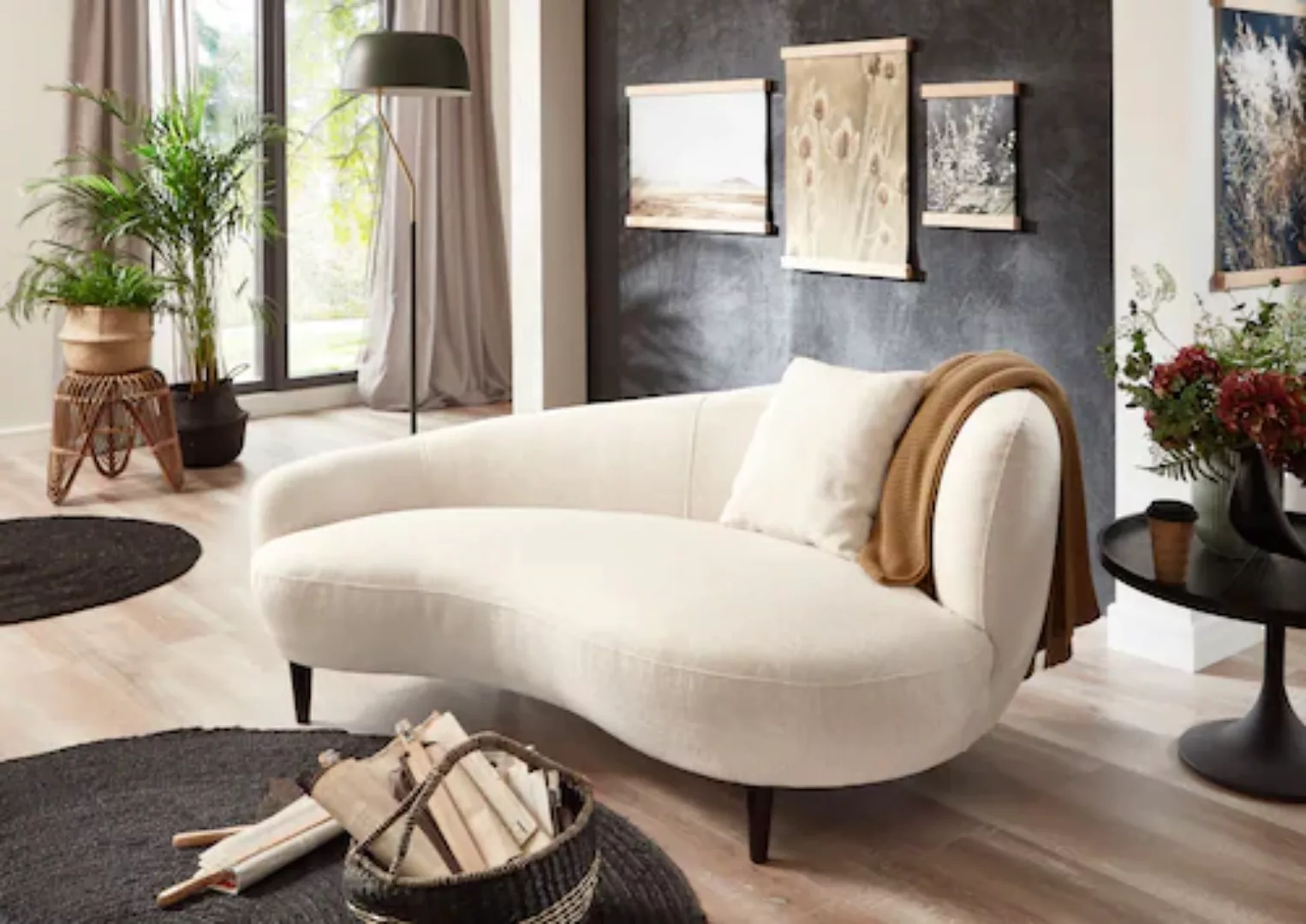 ATLANTIC home collection Chaiselongue "Olivia", Nierenform-Sofa mit Zierkis günstig online kaufen