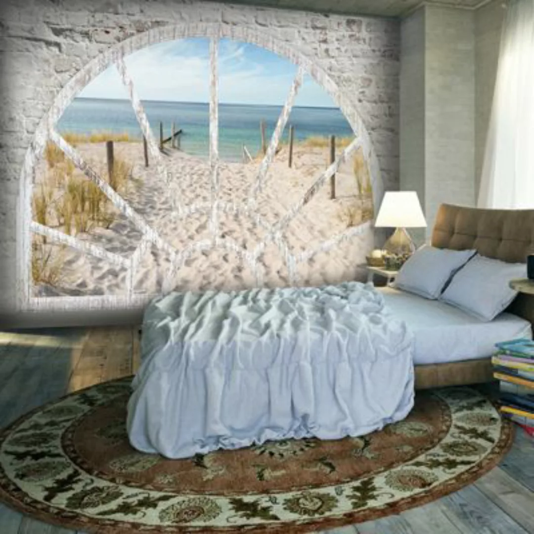 artgeist Fototapete Window View - Beach mehrfarbig Gr. 300 x 210 günstig online kaufen