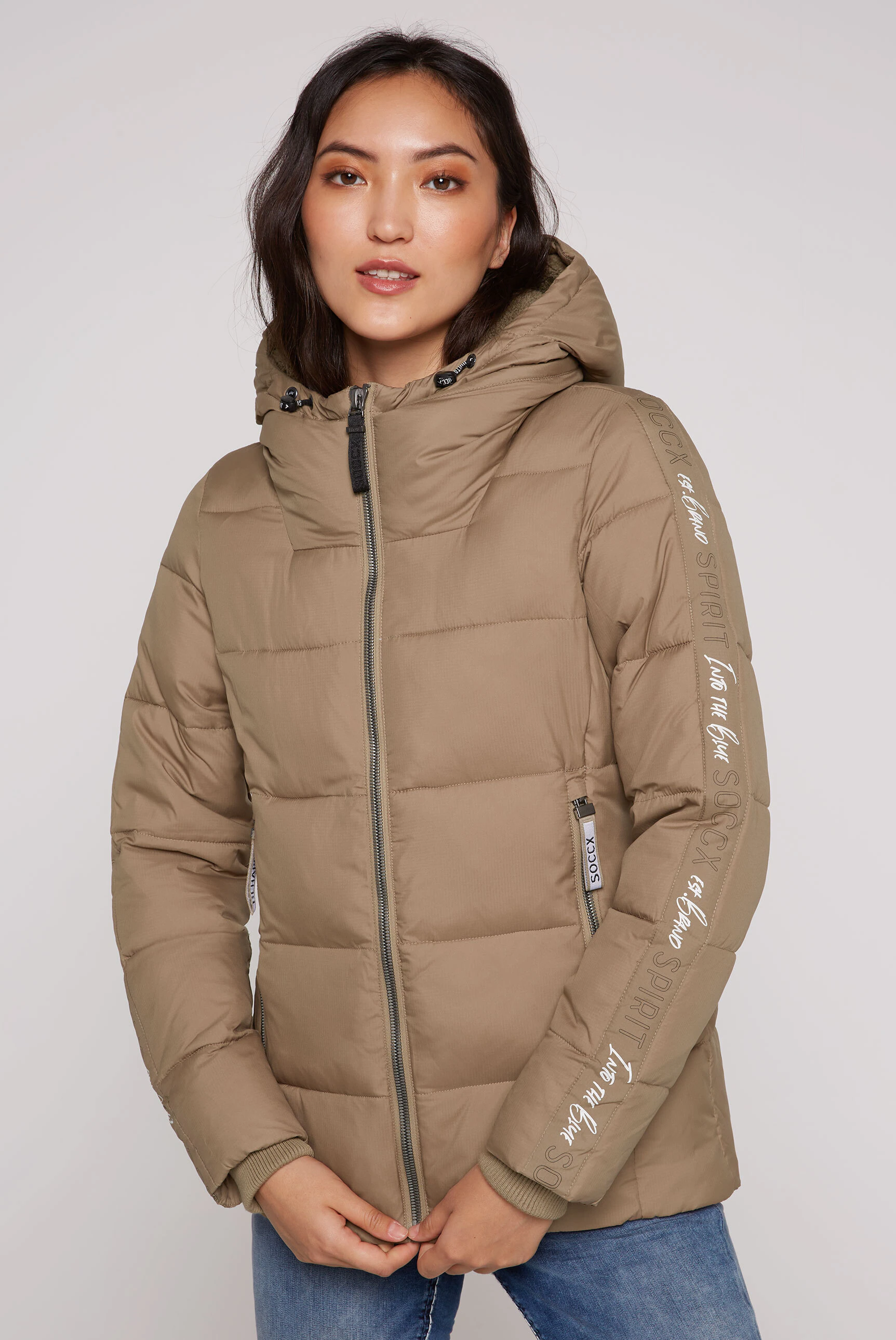 SOCCX Winterjacke, mit Kapuze, mit Rippbündchen im Ärmel günstig online kaufen