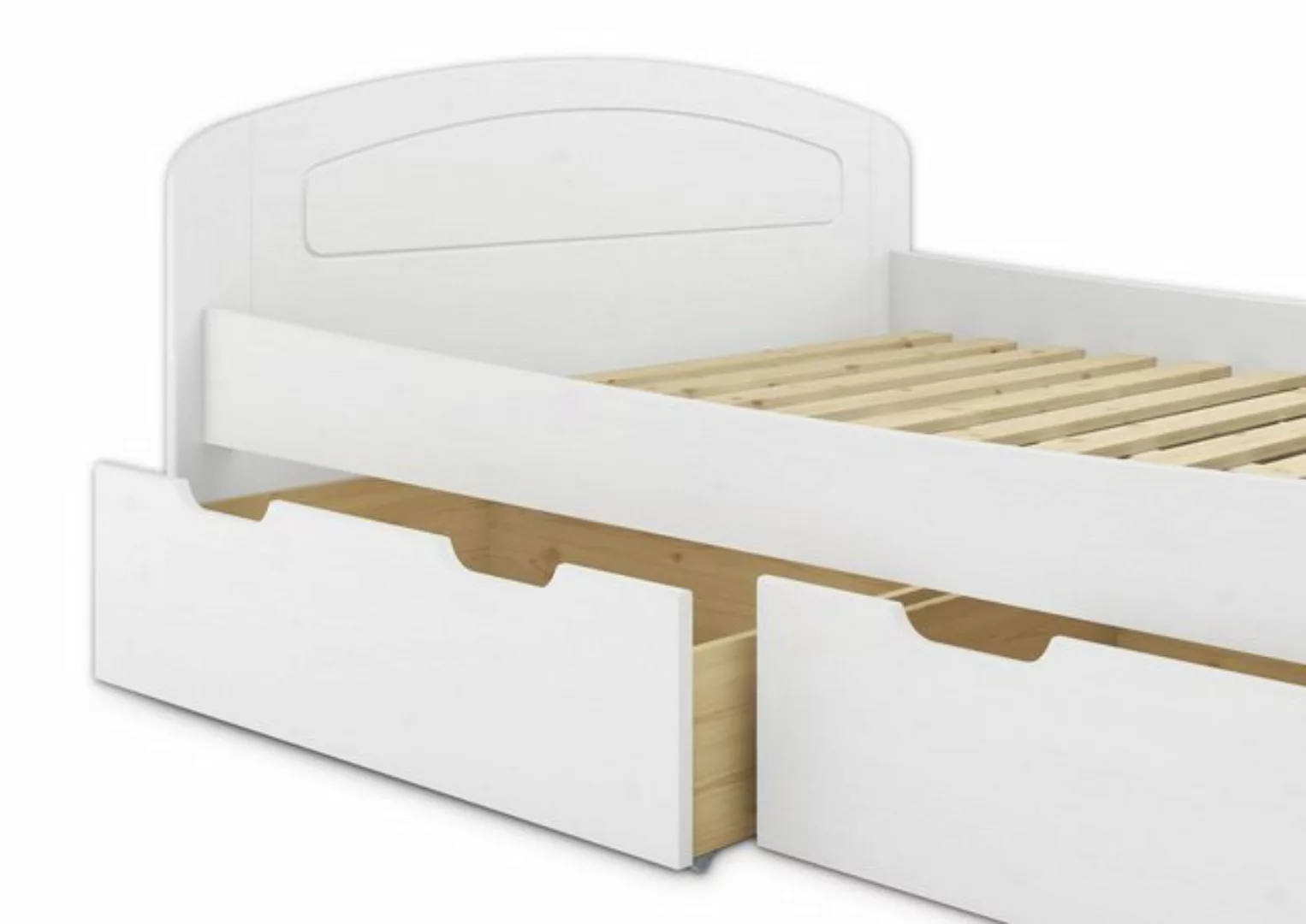 ERST-HOLZ Einzelbett Doppelbett Echtholzbett Überlang Kiefer massiv weiß 14 günstig online kaufen