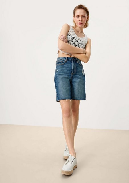 QS Shorts Jeans-Bermuda / Regular Fit / High Rise / Straight Leg Waschung günstig online kaufen