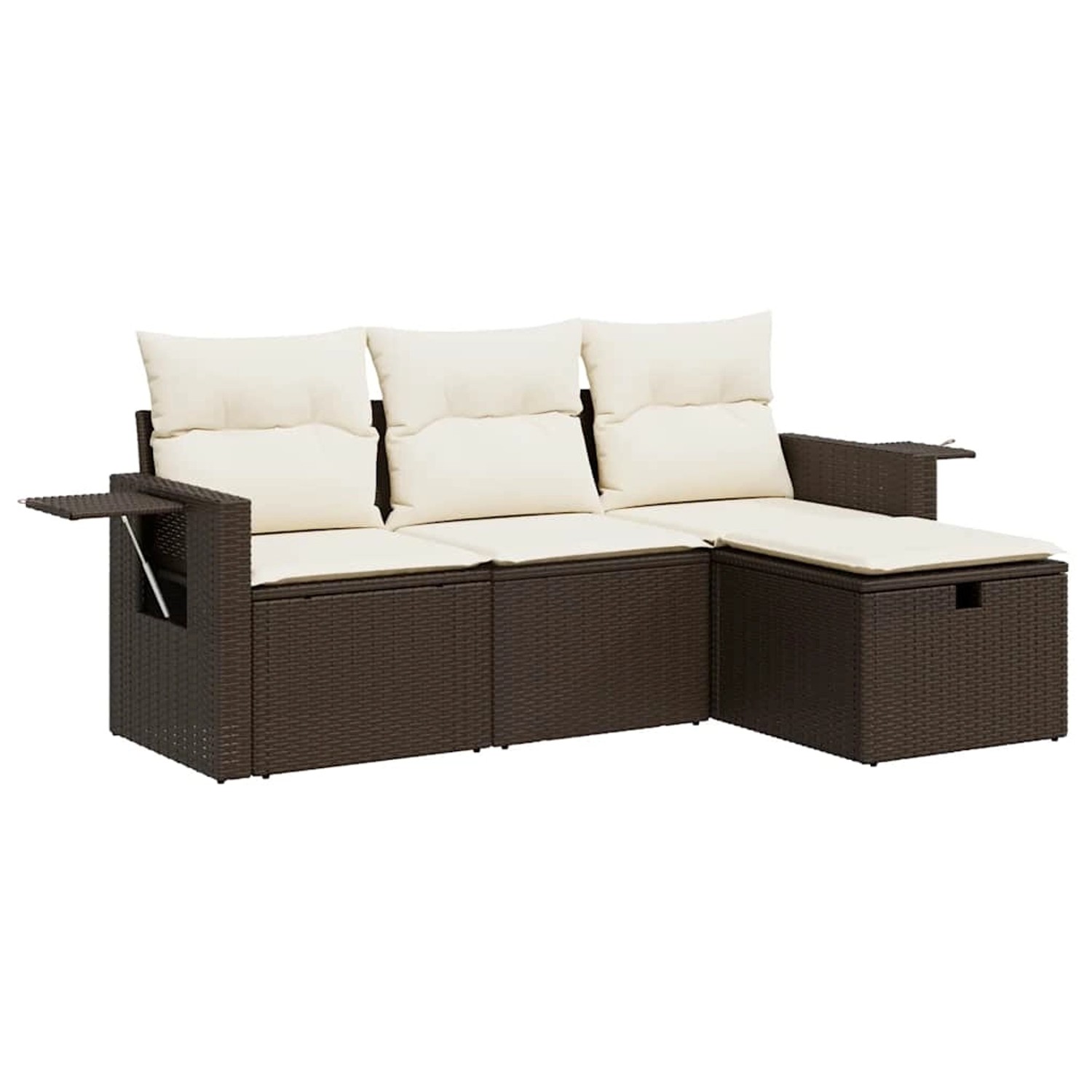 vidaXL 4-Tlg Garten-Sofagarnitur mit Kissen Braun Poly Rattan 3325459 günstig online kaufen