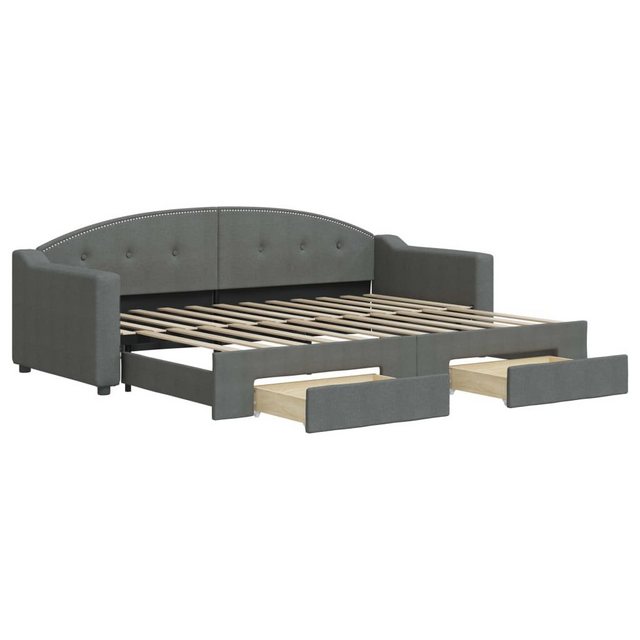 vidaXL Bett Tagesbett Ausziehbar mit Schubladen Dunkelgrau 80x200 cm Stoff günstig online kaufen