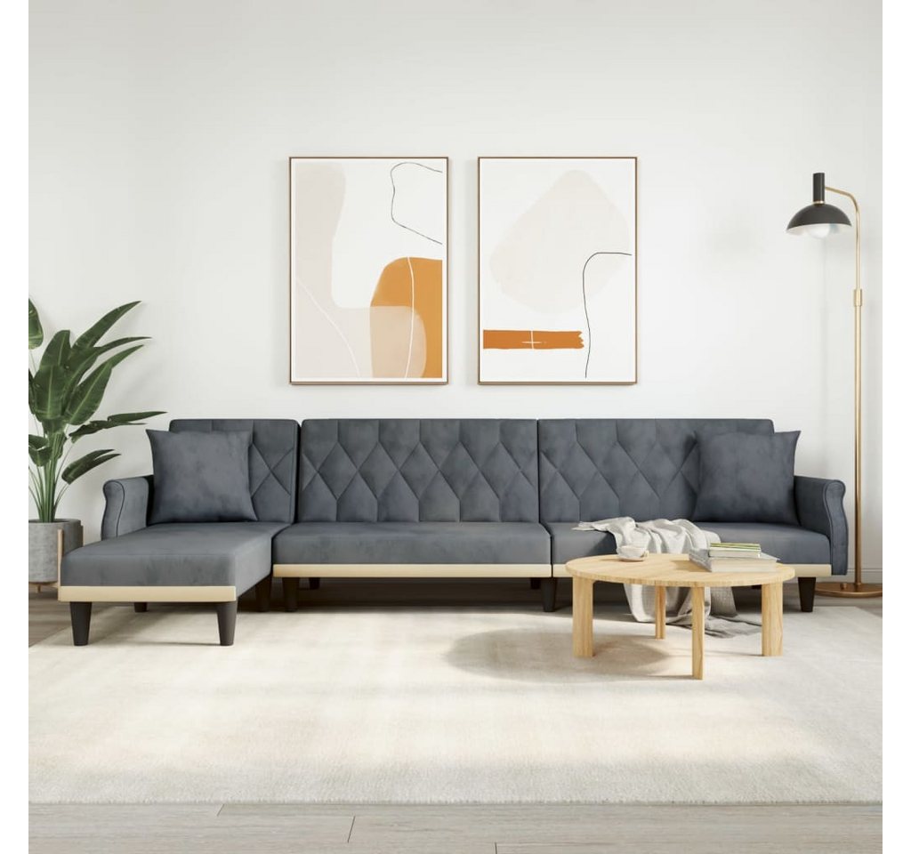 vidaXL Sofa Schlafsofa in L-Form Dunkelgrau 271x140x70 cm Samt Schlafcouch günstig online kaufen