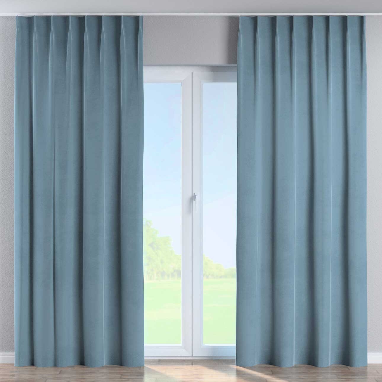 Vorhang mit flämischen 1-er Falten, blau, Crema (179-28) günstig online kaufen