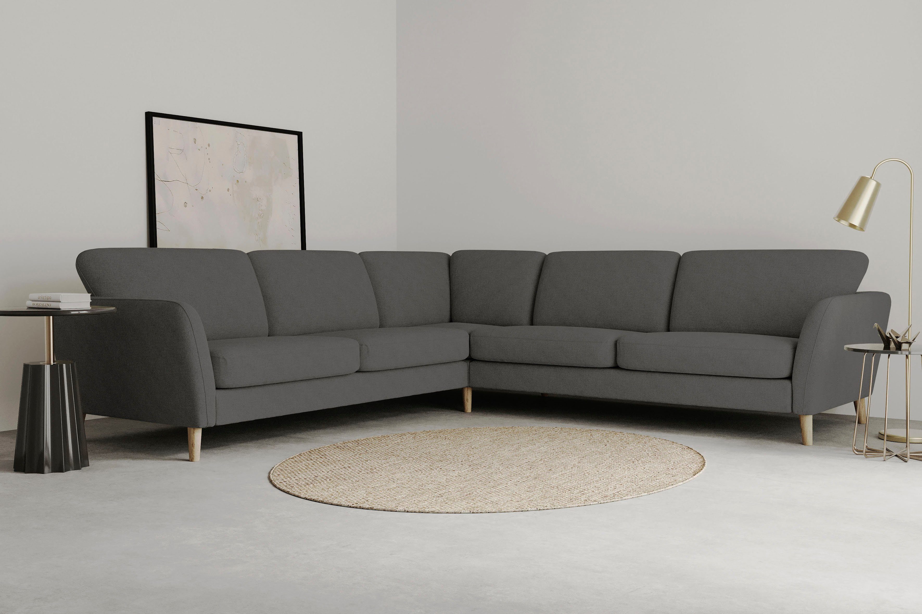Home affaire Ecksofa "MARSEILLE 278/278 cm, L-Form, Webstoff, Flachgewebe, günstig online kaufen