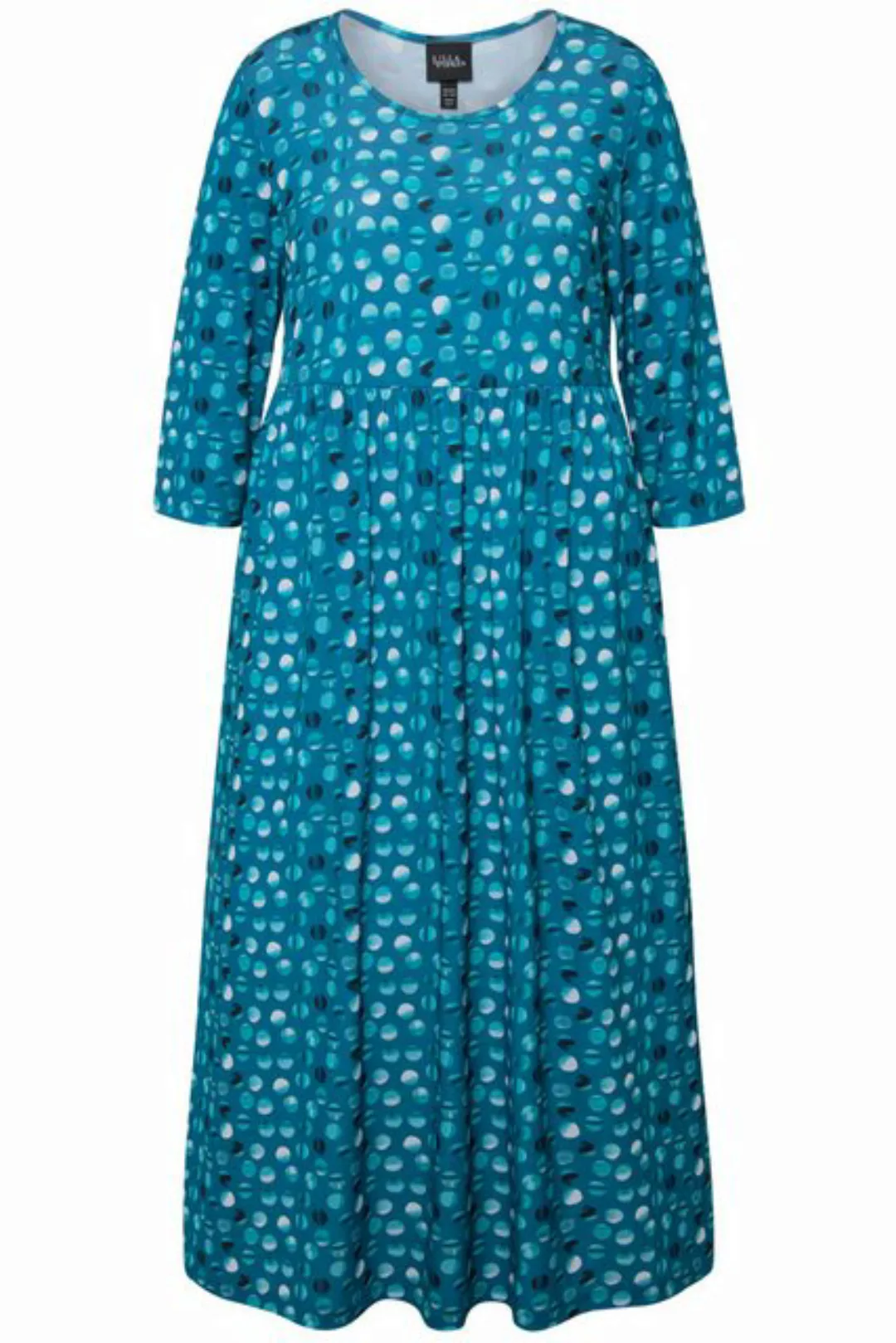 Ulla Popken Sommerkleid Jerseykleid Punkte A-Linie Rundhals 3/4-Arm günstig online kaufen