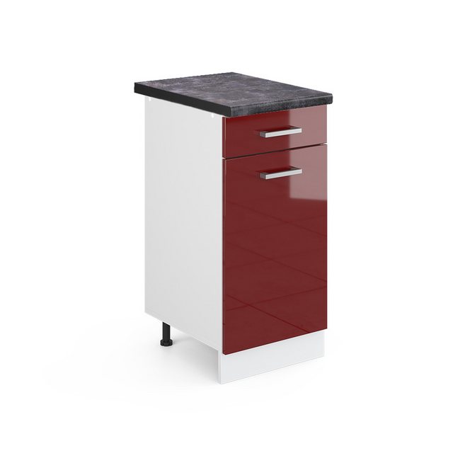 Vicco Unterschrank R-Line, Bordeaux Hochglanz/Weiß, 40 cm, AP Eiche günstig online kaufen