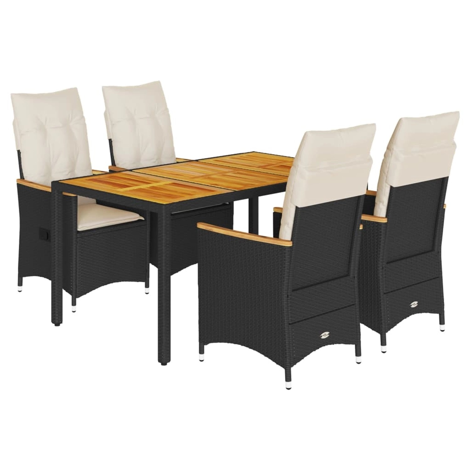 vidaXL 5-Tlg Garten-Essgruppe mit Kissen Schwarz Poly Rattan 3276834 günstig online kaufen