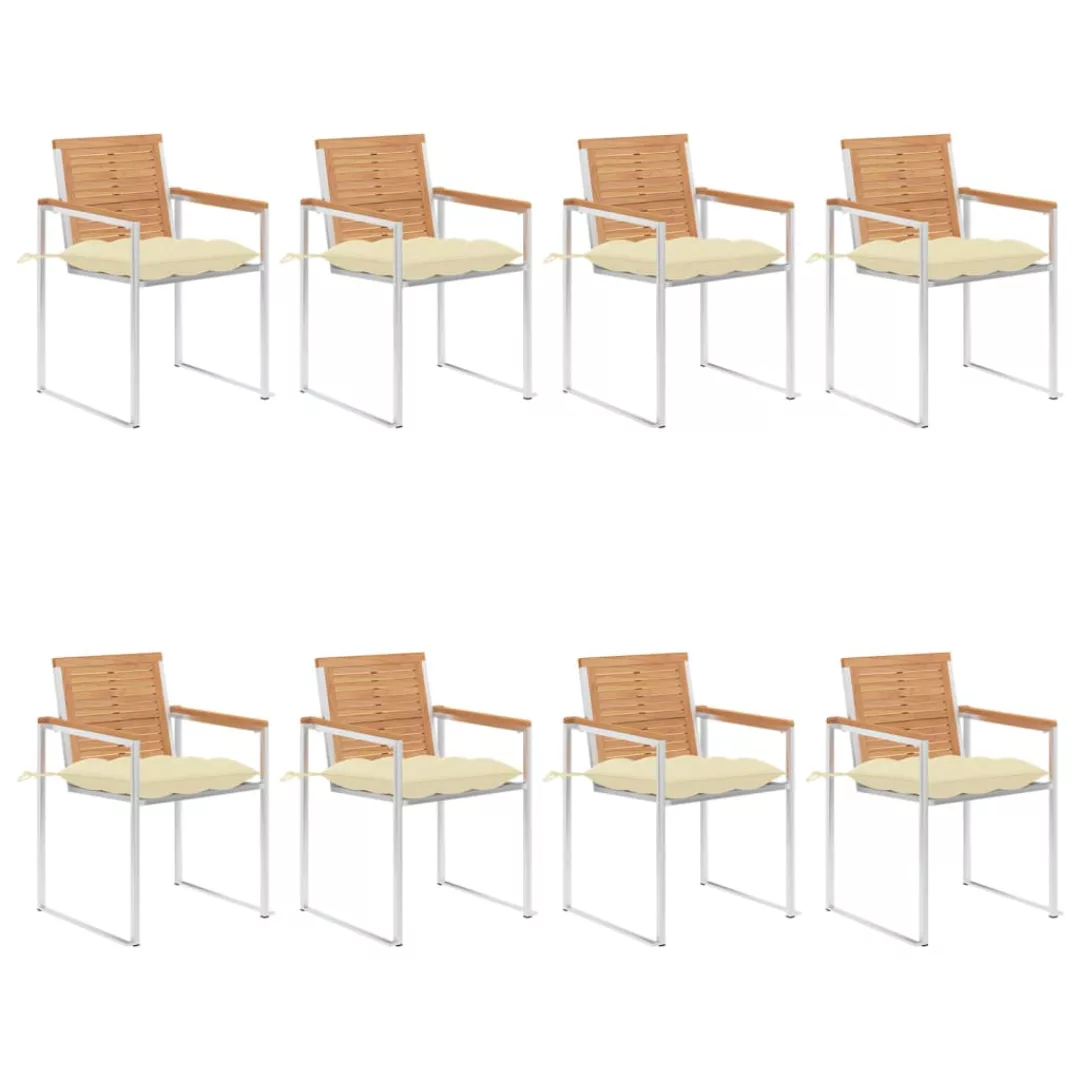 Gartenstühle 8 Stk. Mit Kissen Massivholz Teak günstig online kaufen