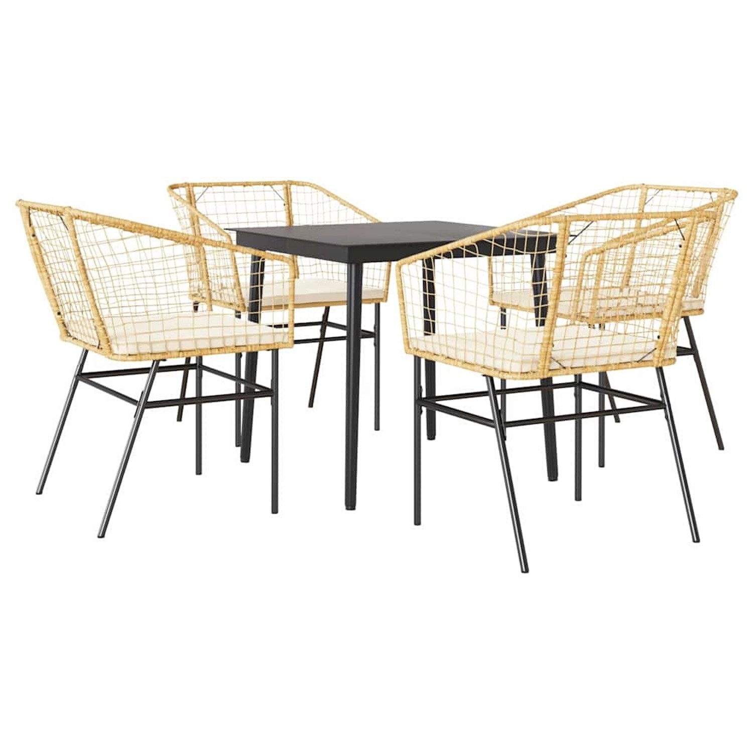 vidaXL 5-Tlg Garten-Essgruppe mit Kissen Braun Poly Rattan Glas 3334507 günstig online kaufen