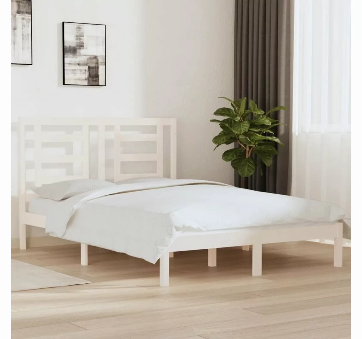 furnicato Bett Massivholzbett Weiß Kiefer 135x190 cm günstig online kaufen