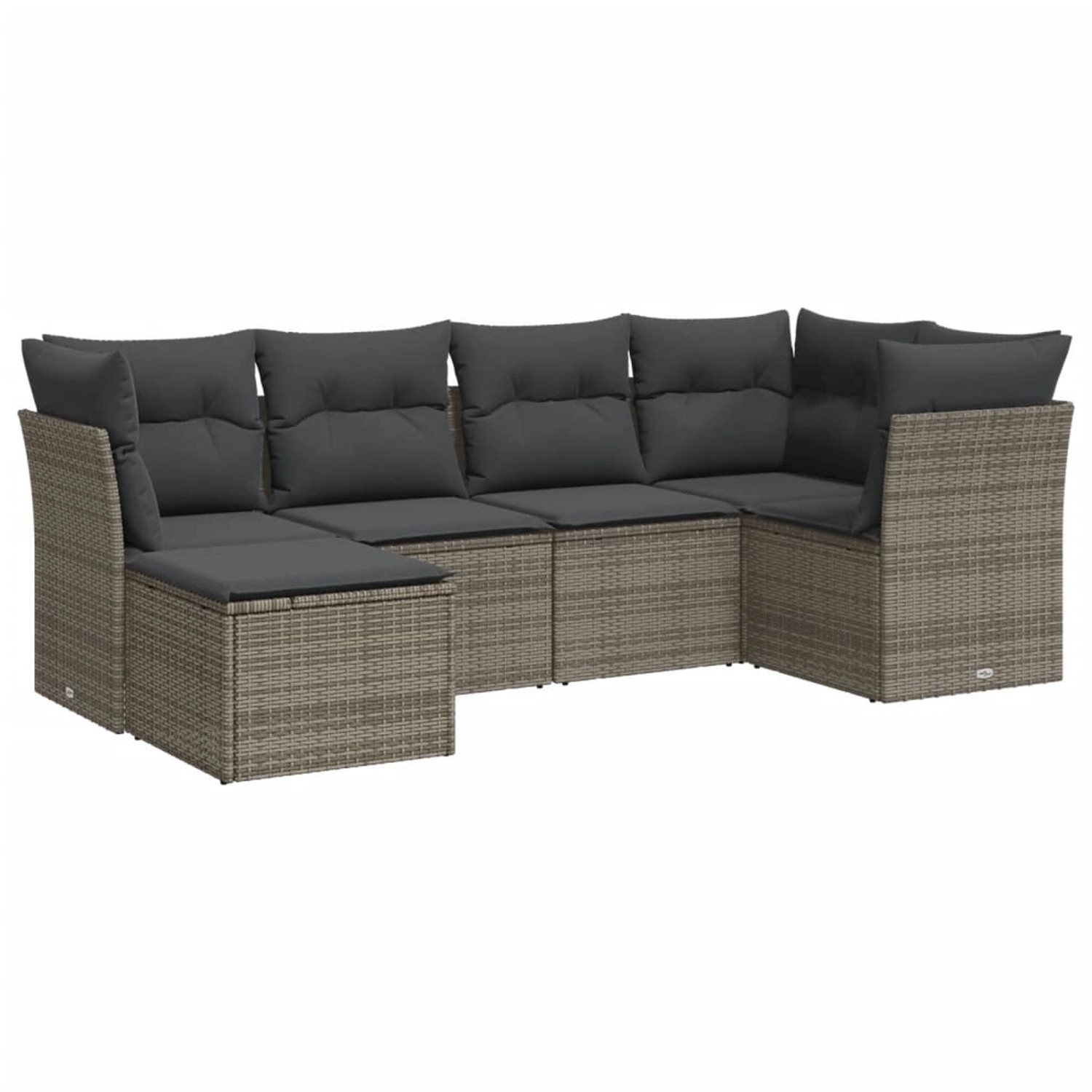 vidaXL 6-tlg Garten-Sofagarnitur mit Kissen Grau Poly Rattan Modell 3 günstig online kaufen