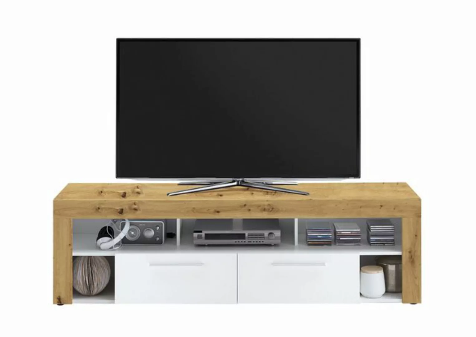 PREISBRECHER TV-Schrank VIBIO 2 in Artisan Eiche Dekor-weiß - 180x52,8x41,3 günstig online kaufen