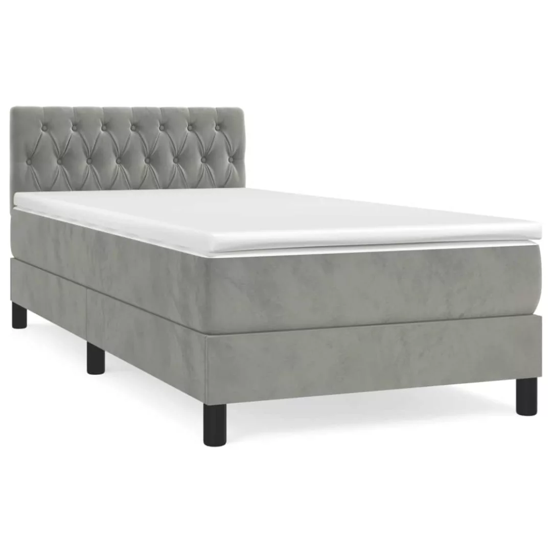 Vidaxl Boxspringbett Mit Matratze Hellgrau 100x200 Cm Samt günstig online kaufen